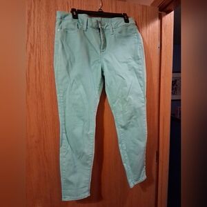 Ana Skinny Ankle Pants Stretch Size 12 Inseam 26 Mint Green Denim Like